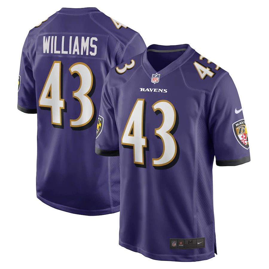 Wholesale Men Baltimore Ravens 43 Marcus Williams Nike Purple Player Game NFL Jersey Stitched Jerseys With Lowest Price